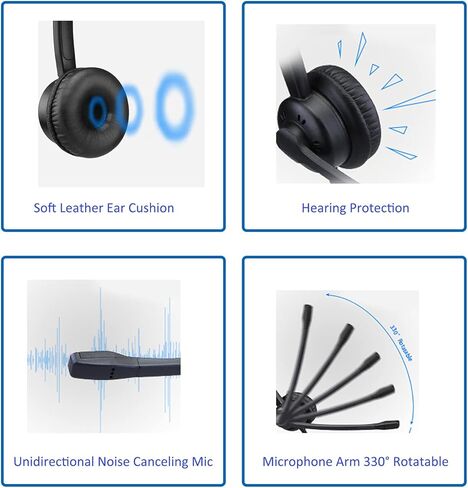سماعة رأس MAIRDI USB مع ميكروفون للكمبيوتر الشخصي، سماعة كمبيوتر مع ميكروفون لإلغاء الضوضاء لفرق الكمبيوتر المحمول Zoom Skype Jabber Voip هاتف مكتب مركز الاتصال العمل عن بعد، التحكم في مستوى الصوت وكتم صوت الميكروفون in Kuwait