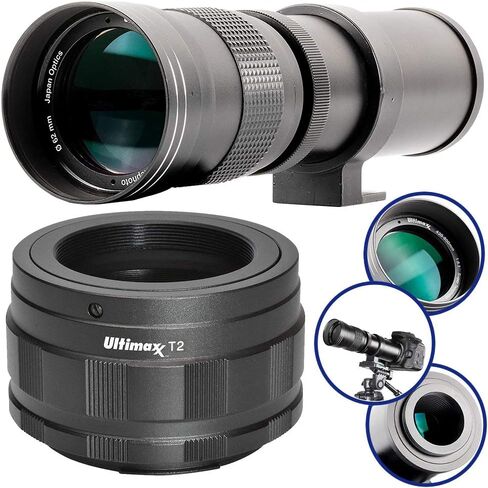 Ultimaxx 420-800mm f/8.3-16 Super HD Manual Telephoto Zoom T-Mount Lens Kit for Nikon Z5,Z6,Z6II,Z7,Z7II,Z9,Z50,ZFC Mirrorless Cameras - Includes: T-Mount to Nikon Z-Mount Adapter & More in Saudi Arabia