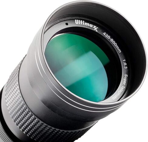 Ultimaxx 420-800mm f/8.3-16 Super HD Manual Telephoto Zoom T-Mount Lens Kit for Nikon Z5,Z6,Z6II,Z7,Z7II,Z9,Z50,ZFC Mirrorless Cameras - Includes: T-Mount to Nikon Z-Mount Adapter & More in Saudi Arabia