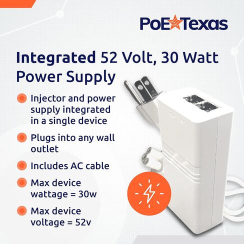 PoE Texas Single-Port Mode B Passive PoE Injector, 48V 15W | 10/100/1000 Gigabit Data with Integrated 48V 15W Power Supply - Plug & Play Home Office, Tablets, VoIP Phone, WiFi AP in Saudi Arabia