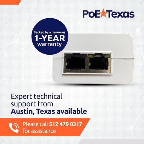 PoE Texas Single-Port Mode B Passive PoE Injector, 48V 15W | 10/100/1000 Gigabit Data with Integrated 48V 15W Power Supply - Plug & Play Home Office, Tablets, VoIP Phone, WiFi AP in Saudi Arabia