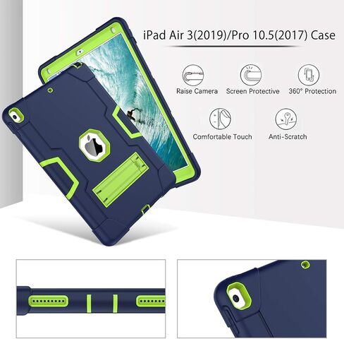 حافظة BENTOBEN iPad Air 3 2019، 3 طبقات شديدة التحمل ومضادة للصدمات ومسند قوي وحافظات تابلت واقية لجهاز iPad Air 3rd Gen/iPad Pro 10.5 بوصة 2017، أزرق داكن/أخضر in Kuwait