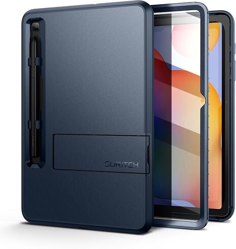 SURITCH Rugged Case for Samsung Galaxy Tab S6 lite 10.4-inch 2022/2020, Built-in Screen Protector Full Body Heavy Duty Shockproof Protective Tablet Cover with S-Pen Slot Kickstand, Navy in Kuwait