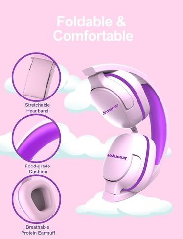 Jimonyer Kids Headphones with Safe Volume Limited for School (GreenPurple) in Kuwait