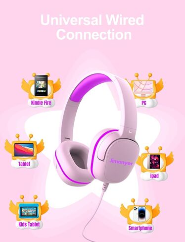 Jimonyer Kids Headphones with Safe Volume Limited for School (GreenPurple) in Kuwait