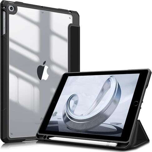 حافظة Fintie Hybrid رفيعة لجهاز iPad الجيل السادس 2018 / الجيل الخامس 2017 / Air 2 / Air 1 (9.7 بوصة) - [حامل أقلام مدمج] غطاء مقاوم للصدمات مع غطاء خلفي شفاف شفاف، أرجواني أرجواني in Saudi Arabia