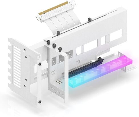 حامل بطاقة رسومية EZDIY-FAB عمودي PCIe 4.0 GPU مع وحدة ARGB LED 5V 3 Pin، مجموعة دعم VGA لبطاقة الفيديو مع كابل رفع PCIe 4.0 X16 Gen4 17 سم/6.69 بوصة زاوية يمين 90 درجة - أسود in Kuwait