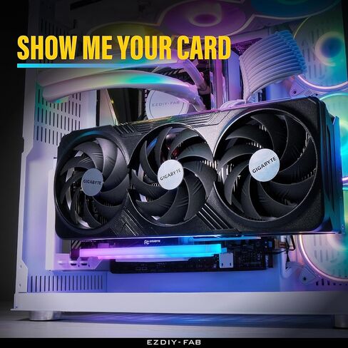 حامل بطاقة رسومية EZDIY-FAB عمودي PCIe 4.0 GPU مع وحدة ARGB LED 5V 3 Pin، مجموعة دعم VGA لبطاقة الفيديو مع كابل رفع PCIe 4.0 X16 Gen4 17 سم/6.69 بوصة زاوية يمين 90 درجة - أسود in Kuwait