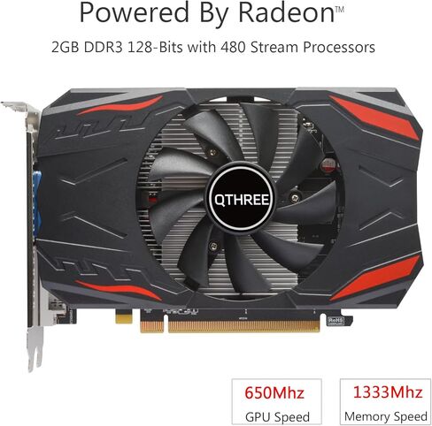 بطاقة رسومات SAPLOS Radeon HD 7670، 2 جيجابايت، 128 بت، DDR3، HDMI، VGA ، DVI، 650 ميجاهرتز بطاقة فيديو للألعاب للكمبيوتر الشخصي PCI Express X16، DirectX 11، التوصيل والتشغيل in Kuwait