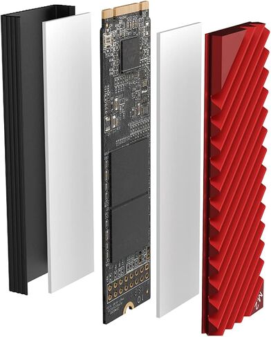 مبرد غرفة التبريد M.2، مشتت حرارة NVMe M.2 2280 SSD مزدوج الجوانب مع وسادة حرارية من السيليكون للكمبيوتر الشخصي/PS5 (أحمر) in Kuwait