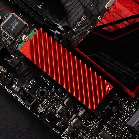 مبرد غرفة التبريد M.2، مشتت حرارة NVMe M.2 2280 SSD مزدوج الجوانب مع وسادة حرارية من السيليكون للكمبيوتر الشخصي/PS5 (أحمر) in Kuwait