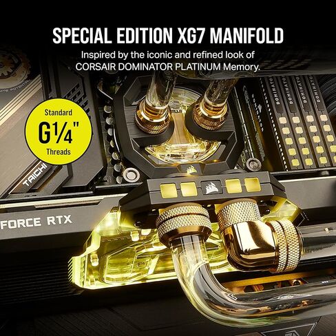 كورسير وحدة معالجة الرسومات الجرافيكية XG7 RGB RX 7900 XTX من هيدرو اكس - لوحدة معالجة الرسومات الجرافيكية AMD راديون RX 7900 XTX - نحاس مطلي بالنيكل - لوحة خلفية وكيبل محول ARGB 5 فولت - اسود in Kuwait