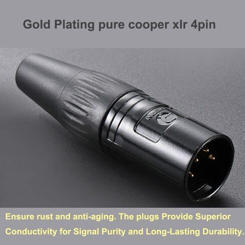artcavs 4 دبوس XLR إلى 1/4 مقبس محول سماعة رأس أنثى 4 دبوس XLR ذكر متوازن إلى 6.35 مم 1/4 كابل سماعة رأس أنثى يناسب فقط 6.35 مم 3 أقطاب TRS 7N نحاس كريستالي واحد جميع النحاس مطلي بالفضة - 10 سم in Kuwait