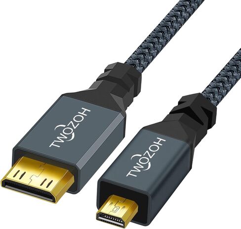 كابل Twozoh Micro HDMI إلى Mini HDMI، كابل HDMI صغير ذكر إلى Micro HDMI ذكر، كابل Micro HDMI نوع D ذكر إلى كابل ذكر HDMI صغير من النوع C يدعم 3D/4K 1080p 1.6Ft in Kuwait