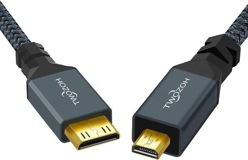 كابل Twozoh Micro HDMI إلى Mini HDMI، كابل HDMI صغير ذكر إلى Micro HDMI ذكر، كابل Micro HDMI نوع D ذكر إلى كابل ذكر HDMI صغير من النوع C يدعم 3D/4K 1080p 1.6Ft in Kuwait