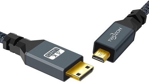 كابل Twozoh Micro HDMI إلى Mini HDMI، كابل HDMI صغير ذكر إلى Micro HDMI ذكر، كابل Micro HDMI نوع D ذكر إلى كابل ذكر HDMI صغير من النوع C يدعم 3D/4K 1080p 1.6Ft in Kuwait