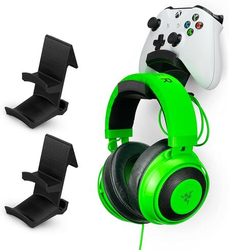 BRAINWAVZ Colossus - وحدة تحكم لوحة الألعاب وحامل حامل سماعة الرأس - مصمم لأجهزة Xbox ONE، PS4، PS3، Dualshock، Switch، PC، Steelseries، Steam والمزيد، أسود (عبوتان) in Kuwait