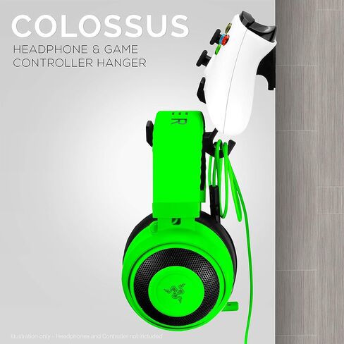 BRAINWAVZ Colossus - وحدة تحكم لوحة الألعاب وحامل حامل سماعة الرأس - مصمم لأجهزة Xbox ONE، PS4، PS3، Dualshock، Switch، PC، Steelseries، Steam والمزيد، أسود (عبوتان) in Kuwait