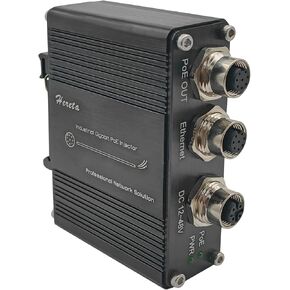 Hardened Industrial Gigabit PoE+ Injector M12 Waterproof IP68 Interface 12-48VDC Input Support The PoE IEEE 802.3 af/at 30W Power Sourcing Equipment，Install in DIN- Rail or Wall Mount，Plug and Play