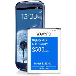 WAVYPO Battery for Galaxy S3 I9300, 2500mAh Li-ion Replacement Battery for Samsung Galaxy S3 I9300, I9305 LTE, I535, T999, I747, L710, S3 Spare Battery in Kuwait