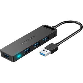 VENTION USB 3.0 Hub، 4 منافذ USB Hub، كابل USB نحيف للغاية للبيانات بطول 0.5 قدم [يدعم الشحن]، متوافق مع MacBook، والكمبيوتر المحمول، وSurface Pro، وPS4، والكمبيوتر الشخصي، ومحرك أقراص فلاش، ومحرك الأقراص الصلبة المحمول (0.15 م/0.5 قدم) in Kuwait