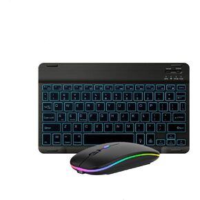 Ultra-Slim Lightweight Bluetooth Keyboard and Mouse Portable Mini Wireless Keyboard Rechargeable 7-Color Backlit for Apple iPad iPhone,Tablet iPhone Smartphone iOS Android Windows,Black in Kuwait