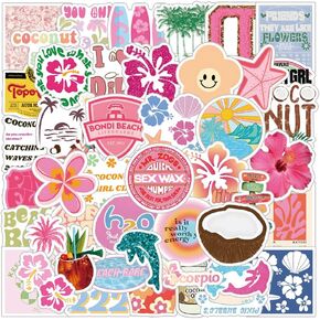 61 قطعة من ملصقات الفينيل المقاومة للماء لفتاة جوز الهند اللطيفة الكرتونية على الجدران وزجاجة المياه وحقيبة الهاتف ودراجة نارية للأطفال والبالغين والمراهقين وأعياد الميلاد والهالوين وديكور الحفلات in Kuwait