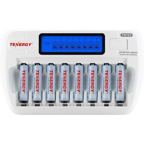 Tenergy AA بطارية قابلة للشحن وشاحن كومبو TN162 8-Bay Smart LCD AA/AAA NiMH/NiCd شاحن + 8 AA NiMH بطاريات قابلة للشحن in Saudi Arabia
