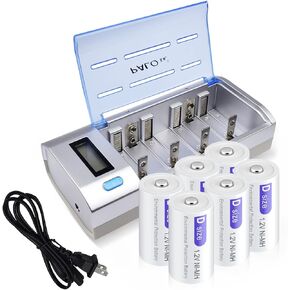 6 Packs D Rechargeble Batteries 1.2V 8000mAh NiMH with Universal LCD Battery Charger for AA AAA C D 9V NiMH NiCD Rechargeable Battery with Discharge Function in Saudi Arabia