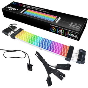 airgoo Addressable RGB Power Extension Cable V1, Flexible Diffused RGB 24 Pin ATX Extension Cable, for Corsair Commander Core XT, Corsair Lighting Node Pro, White