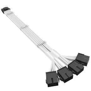 SYBECHATF RTX 4090 4080 4070TI 16Pin(12+4) to 4x8Pin PCI-E 5.0 Sleeved Extension Cable,12Pin to 4x8Pin Compatible 4090 4080 4070TI Series and RTX3090ti,14inch with Cable Combs (16AWG/White) in Kuwait