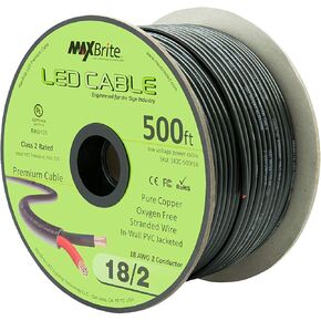 500 ft. 18AWG Low Voltage LED Cable 2 Conductor Black Sleeve in-Wall Speaker Wire UL/cUL Class 2 in Saudi Arabia