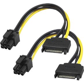 zdyCGTime SATA 15Pin Male to 6Pin Male Graphics Card Power Cord, SATA Powered by Power Supply Cable,15P to 6P Reverse Power Supply Cable Express(PCI-E) Graphics Card Extension Cable.(20cm/2Pack) in Kuwait