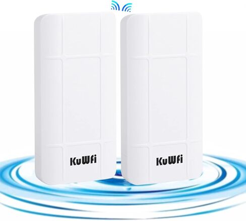 جسر لاسلكي، KuWFi 2.4G CPE خارجي من نقطة إلى نقطة محطة نانو للوصول طويل المدى مع هوائي لوحة 12 ديسيبل، يدعم 24 فولت POE [عبوة من قطعتين، إقران مسبق] in Kuwait