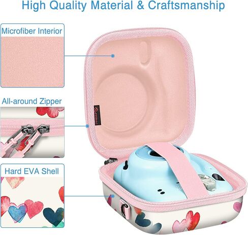 Fintie Protective Case for Fujifilm Instax Mini 12/11/Mini 99/ Mini 8/ Mini 7s/ Mini 90/ Mini 70 Instant Camera - Shockproof Hard Shell Carrying Case with Removable Adjustable Strap (Lilac Marble) in Kuwait