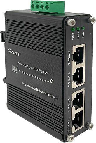 Industrial Gigabit PoE+ Injector, Hardened PoE Adapter with M12 Waterproof Connector, Support PoE IEEE 802.3 af/at 30W Power Sourcing Equipment, DIN-Rail/Wall Mount in Kuwait