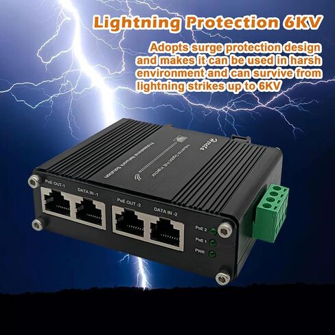 Industrial Gigabit PoE+ Injector, Hardened PoE Adapter with M12 Waterproof Connector, Support PoE IEEE 802.3 af/at 30W Power Sourcing Equipment, DIN-Rail/Wall Mount in Kuwait