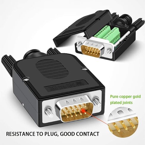ANMBEST VGA موصل سريع بدون لحام 16 مم أرق 3+9 DB15 3Row قابس تسلسلي إلى 15 دبوس منفذ طرفي محول لوحة القطع متوافق مع VGA 3+7/3+6/3+6/3+4/3+2 (ذكر + أنثى) in Kuwait