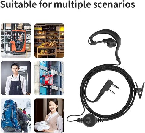 سماعات أذن Walkie Talkies 2 دبوس C-Type Earhook سماعات رأس راديو ثنائية الاتجاه مع ميكروفون PTT لـ pxton PX-888S Baofeng UV-5R Series BF-888S Retevis H-777 جهاز اتصال لاسلكي (عبوتان) in Kuwait