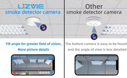 كاميرا LIZVIE WiFi الذكية في حافظة دخان الحائط - مع سلك تمديد 3M، كاميرا أمان لاسلكية 1080P مع تطبيق مجاني، كشف الحركة والرؤية الليلية in Saudi Arabia