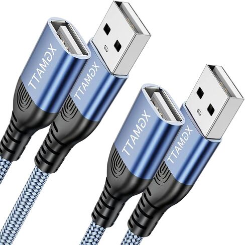 XGMATT كابل تمديد USB 10FT 2Pack، كابل تمديد USB 2.0 USB نوع A ذكر إلى أنثى كابل USB 2.0 تمديد متوافق مع لوحة مفاتيح USB، الطابعة، الماوس، محرك فلاش، القرص الصلب، إلخ - أزرق in Kuwait