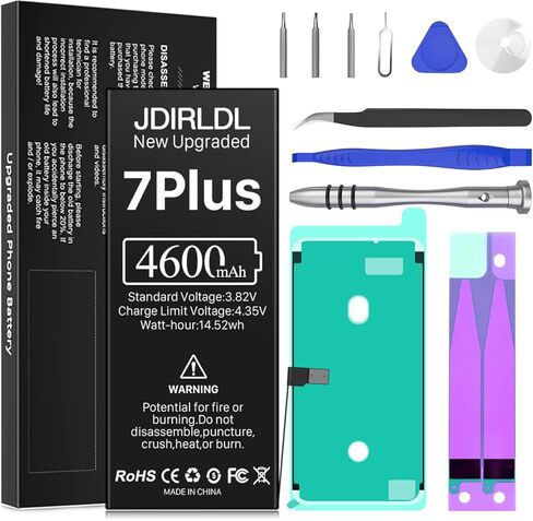 4600mAh Battery for iPhone 7 Plus (New Version 2023) Ultra-high Capacity Replacement 0 Cycle Battery Compatible Models A1784/A1785/A1661 and a Complete Professional Repair Tool kit in Kuwait