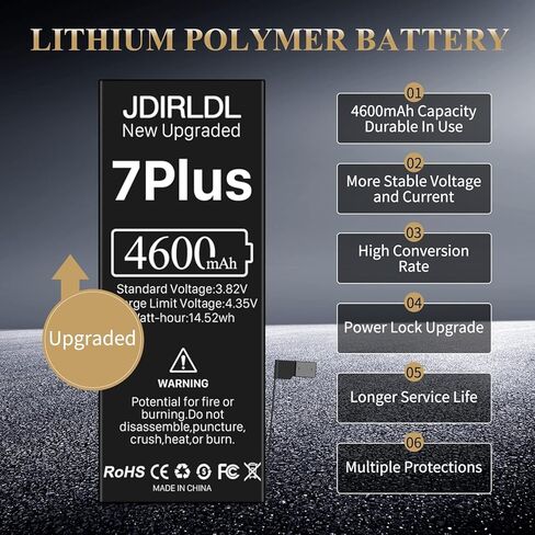 4600mAh Battery for iPhone 7 Plus (New Version 2023) Ultra-high Capacity Replacement 0 Cycle Battery Compatible Models A1784/A1785/A1661 and a Complete Professional Repair Tool kit in Kuwait