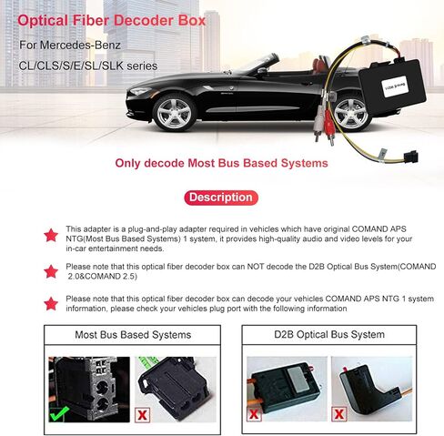 Fiber Optic Box Decoder Most Bus Based Systems for Head Unit Replacement Car Stereo Radio for Mercedes Benz E CLS SLK SL S CL Series (W219 W211 W171) (2003-2008) in Kuwait