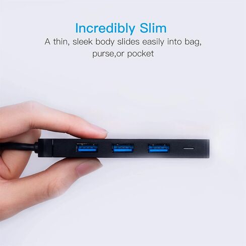 VENTION USB 3.0 Hub، 4 منافذ USB Hub، كابل USB نحيف للغاية للبيانات بطول 0.5 قدم [يدعم الشحن]، متوافق مع MacBook، والكمبيوتر المحمول، وSurface Pro، وPS4، والكمبيوتر الشخصي، ومحرك أقراص فلاش، ومحرك الأقراص الصلبة المحمول (0.15 م/0.5 قدم) in Kuwait