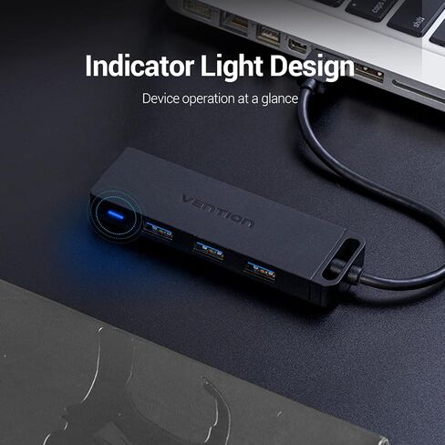 VENTION USB 3.0 Hub، 4 منافذ USB Hub، كابل USB نحيف للغاية للبيانات بطول 0.5 قدم [يدعم الشحن]، متوافق مع MacBook، والكمبيوتر المحمول، وSurface Pro، وPS4، والكمبيوتر الشخصي، ومحرك أقراص فلاش، ومحرك الأقراص الصلبة المحمول (0.15 م/0.5 قدم) in Kuwait