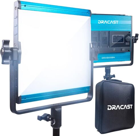 مجموعة Dracast X Series Daylight LED500 - 3 عبوات تتضمن مصابيح لوحة، وحوامل، وBarndoors، وحقيبة سفر | التحكم في تطبيقات البلوتوث | طقم إضاءة فيديو LED 5600K CCT | إضاءة خافتة للضوء 0-100% | كري TLCI 96+ in Saudi Arabia