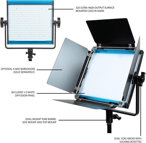 مجموعة Dracast X Series Daylight LED500 - 3 عبوات تتضمن مصابيح لوحة، وحوامل، وBarndoors، وحقيبة سفر | التحكم في تطبيقات البلوتوث | طقم إضاءة فيديو LED 5600K CCT | إضاءة خافتة للضوء 0-100% | كري TLCI 96+ in Saudi Arabia