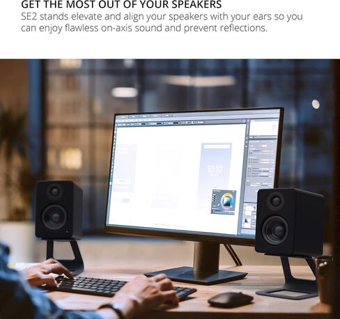 حامل سماعات سطح المكتب المرتفع Kanto SE2W لمكبرات الصوت الصغيرة وشاشات الاستوديو المدمجة مقاس 2 - 3 بوصة | 3.8 "طويل القامة | يدعم 7.1 رطل | التخميد 1.5 ملم حشوة السيليكون | زوج | أبيض in Kuwait