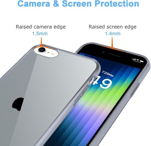 JJGoo متوافق مع حافظة iPhone SE 2022/2020، متوافقة مع iPhone 7 8، حافظة شفافة ناعمة وشفافة مقاومة للصدمات، غطاء هاتف رفيع ممتص للصدمات in Kuwait
